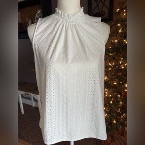 W5 White Eyelet Tank Top
